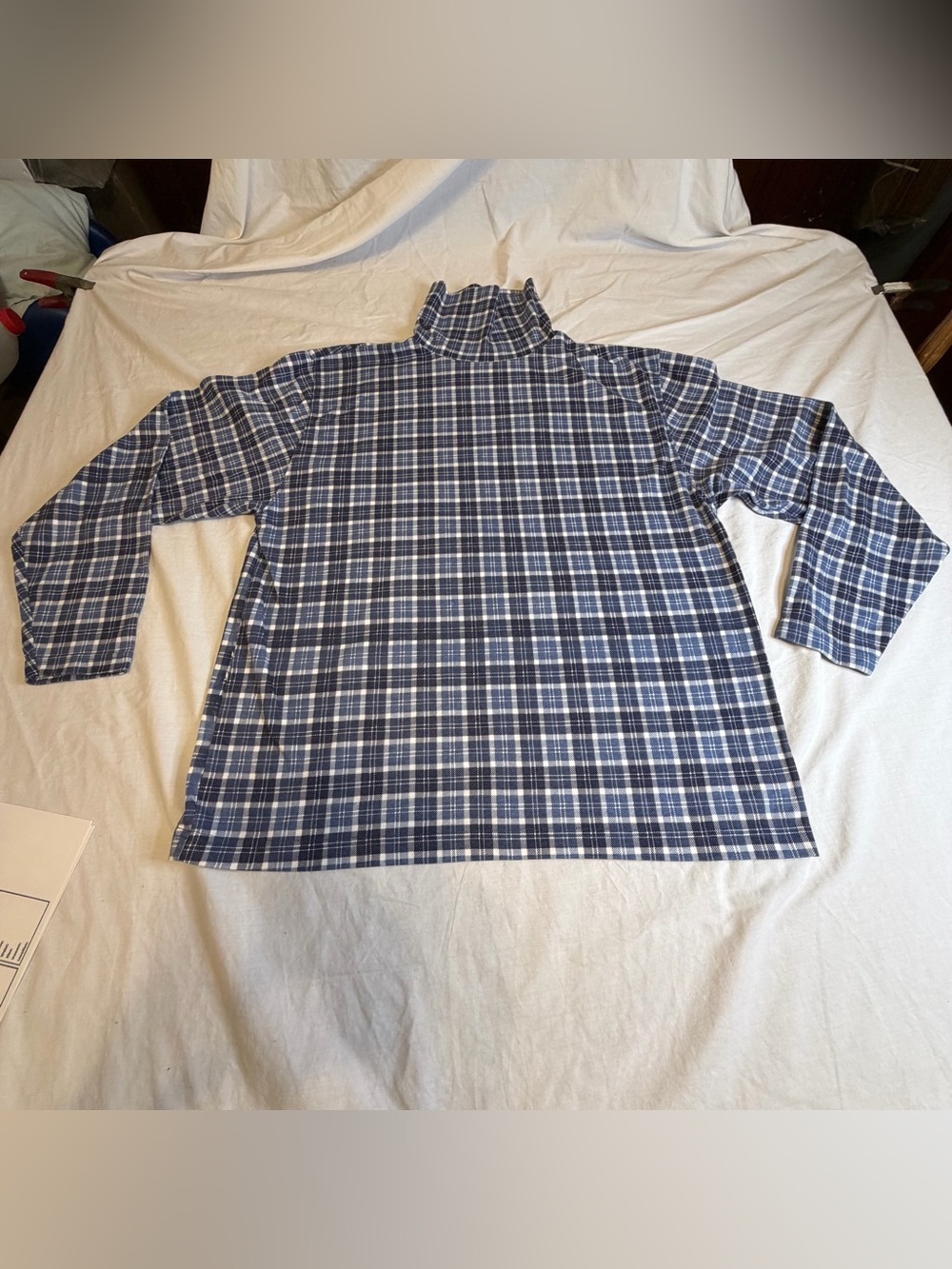 Stefano Ba•sics Blue Plaid Turtleneck Shirt Size 22/24